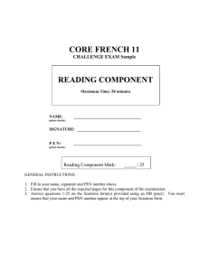 CORE FRENCH 11 READING COMPONENT