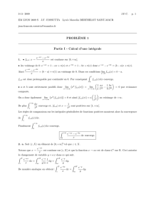 PROBL`EME 1 Partie I - Calcul d`une intégrale