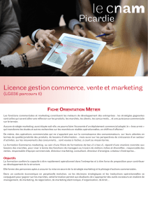 Licence gestion commerce, vente et marketing
