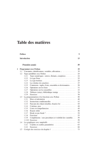 Table des matières