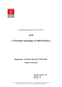 AVIS « L`Économie touristique en Midi-Pyrénées