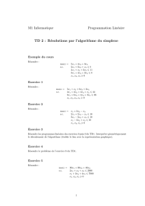 M1 Informatique Programmation Linéaire TD 2 : Résolutions par l