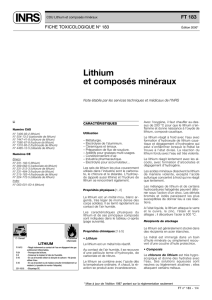 Lithium et composés minéraux