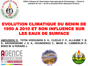 Evolution climatique du Bénin de 1959 à 2010 et son