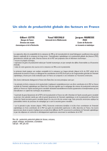 Un siècle de productivité globale des facteurs en France