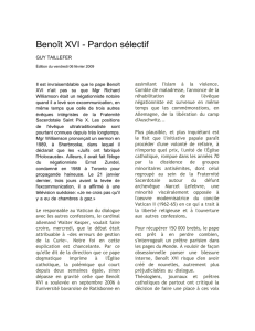 Benoît XVI - Pardon sélectif