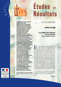 Les usagers des urgences, premiers résultats d`une enquête nationale