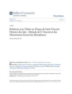 Relations avec l`Islam au Temps de Saint Vincent