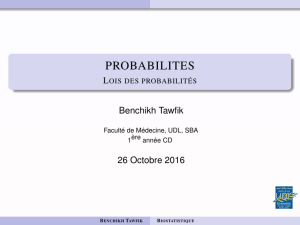 PROBABILITES - Lois des probabilités