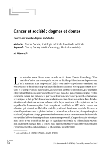 Cancer et société : dogmes et doutes