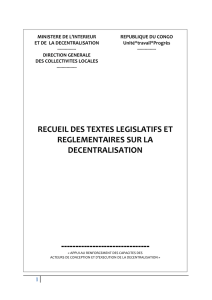 Recueil des textes législatifs et réglementaires sur la décentralisation