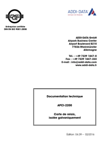 Documentation technique APCI-2200 Carte de relais - ADDI-DATA