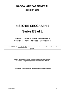 Sujet du bac ES-L Histoire-Géographie 2015