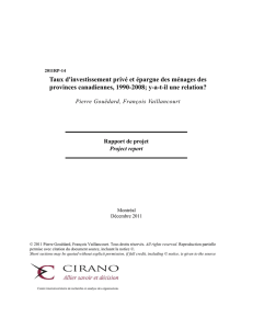 Taux d`investissement priv&eacute; et &eacute;pargne des m&eacute;nages des