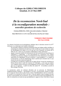 De la reconnexion Nord-Sud &agrave; la reconfiguration