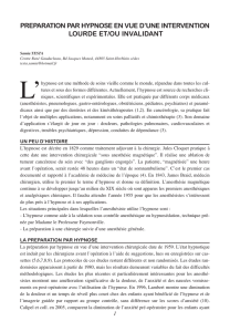 Préparation par hypnose en vue d`une intervention lourde et/ou