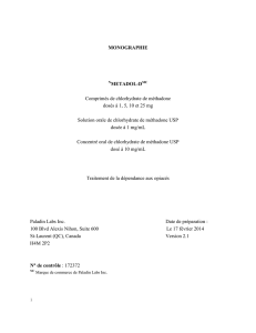 MONOGRAPHIE METADOL-D Comprimés de chlorhydrate de méthadone dosés
