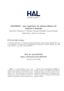 DIATELIC : une expérience de télésurveillance de dialysés à