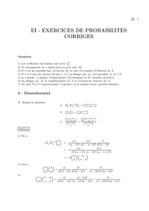 EI : Exercices de probabilités corrigés