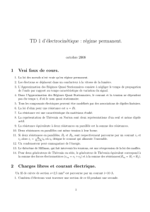 Td 1 d`electrocinetique : regime permanent.td 1 d`electrocinetique