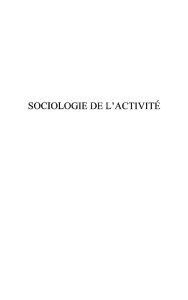 SOCIOLOGIE DE L`ACTIVITÉ