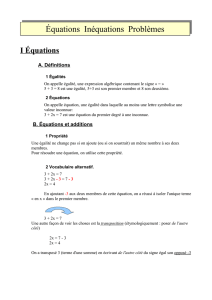 Équations Inéquations Problèmes
