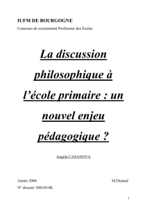 La discussion philosophique à l`école primaire