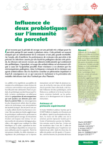 Influence de deux probiotiques sur l`immunité du porcelet