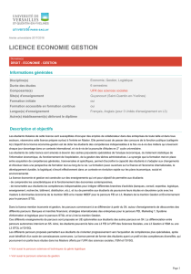 Licence Economie Gestion