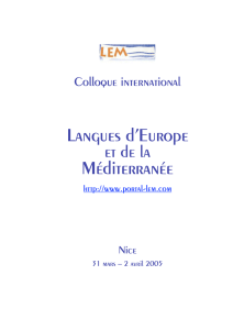 Langues d`Europe Méditerranée - Langues d`Europe et de la