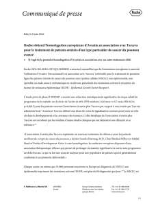 Roche obtient l`homologation européenne d`Avastin en association