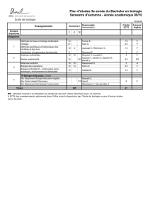 Plan d`études BSc 3e - semestre 5 - 2009-2010
