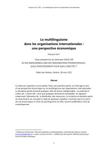 Le multilinguisme dans les organisations internationales : une