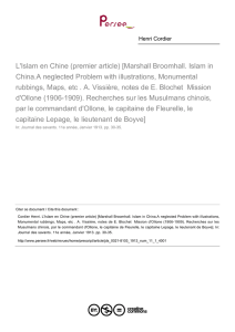 L`Islam en Chine (premier article) [Marshall Broomhall. Islam in