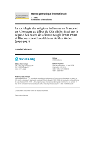 La sociologie des religions indiennes en France et en Allemagne au