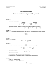 Feuille d`exercices n°4 Nombres complexes et trigonométrie − partie 3