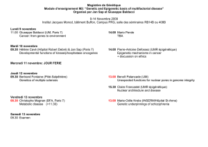 Magistère de Génétique Module d`enseignement M2: “Genetic and