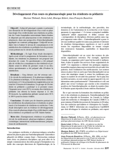 Développement d`un cours en pharmacologie pour