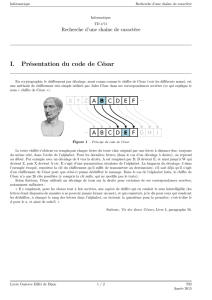 I. Présentation du code de César