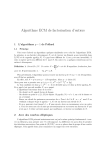 Algorithme ECM de factorisation d`entiers