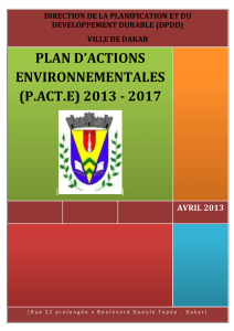 PLAN D`ACTIONS ENVIRONNEMENTALES (P.ACT.E) DE LA VILLE