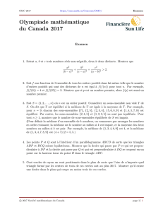 Examen - l`Olympiade mathe19 ematique du Canada