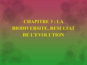 chapitre 3 : la biodiversite, resultat de l`evolution