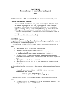 Unité IN3S02 Exemple de sujet de contrôle final (partie Java)