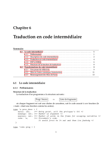 6.1.3 Traduction en code intermédiaire