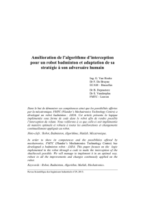 Amélioration de l`algorithme d`interception pour un robot badminton