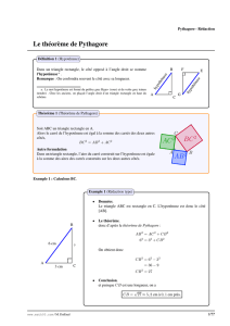 Le théorème de Pythagore BC2 AC2 AB2