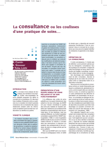 La consultance ou les coulisses d`une pratique de soins…