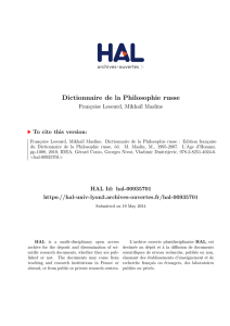 Dictionnaire de la Philosophie russe - HAL