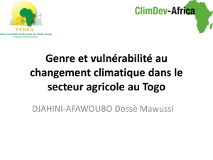 Genre et vulnérabilité au changement climatique - ClimDev